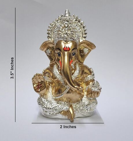 Ganesha Idol Ganesh for Car Dashboard Statue Ganpati Vinayaka Vinayagar Figurine Diwali Gifts Home Decor Luck, Success for Small Murti Puja Lord Gift Office Desk Room 3.5 Inches in Saudi Arabia