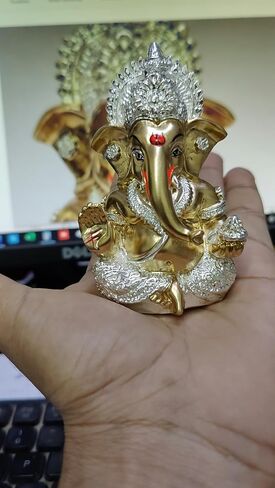 Ganesha Idol Ganesh for Car Dashboard Statue Ganpati Vinayaka Vinayagar Figurine Diwali Gifts Home Decor Luck, Success for Small Murti Puja Lord Gift Office Desk Room 3.5 Inches in Saudi Arabia