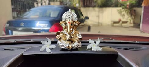 Ganesha Idol Ganesh for Car Dashboard Statue Ganpati Vinayaka Vinayagar Figurine Diwali Gifts Home Decor Luck, Success for Small Murti Puja Lord Gift Office Desk Room 3.5 Inches in Saudi Arabia