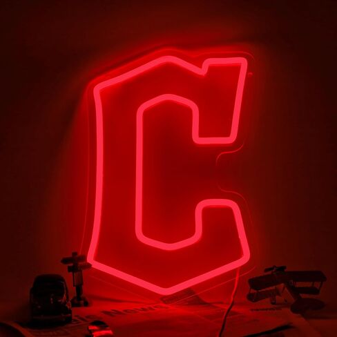Cleveland Guard Neon Sign for Sports Studio Baseball Neon Light LED Team Sign Sports Neon Sign for Sports Fans Man Cave Wall Decor University Dormitory Decoration USB Powered Dimmable 8.7"*13" in Kuwait