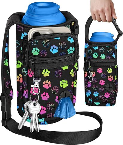 Water Bottle Carrier Bag for PupFlask 27oz - Travel Bottle Sling with Phone Pocket Strap, Portable Purse Pet Water Bottle Holder Cover for Easy Walking Hiking(No Water Bottle Included) in Kuwait