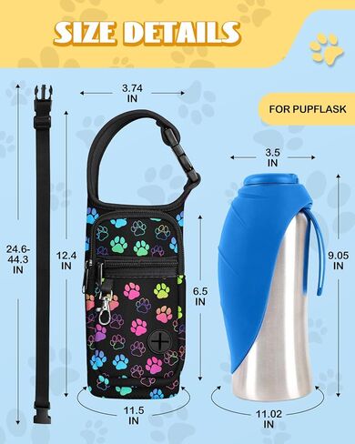 Water Bottle Carrier Bag for PupFlask 27oz - Travel Bottle Sling with Phone Pocket Strap, Portable Purse Pet Water Bottle Holder Cover for Easy Walking Hiking(No Water Bottle Included) in Kuwait
