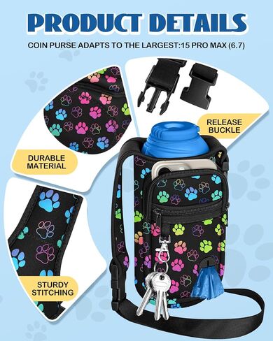 Water Bottle Carrier Bag for PupFlask 27oz - Travel Bottle Sling with Phone Pocket Strap, Portable Purse Pet Water Bottle Holder Cover for Easy Walking Hiking(No Water Bottle Included) in Kuwait