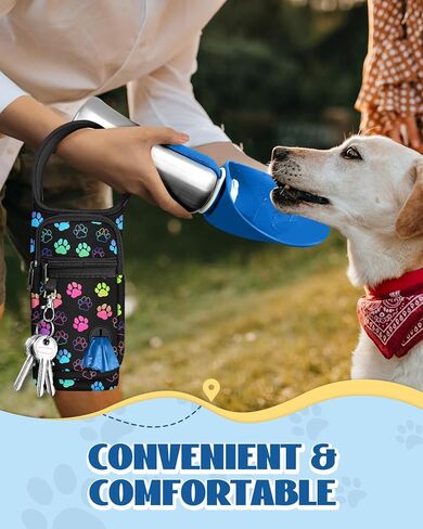 Water Bottle Carrier Bag for PupFlask 27oz - Travel Bottle Sling with Phone Pocket Strap, Portable Purse Pet Water Bottle Holder Cover for Easy Walking Hiking(No Water Bottle Included) in Kuwait