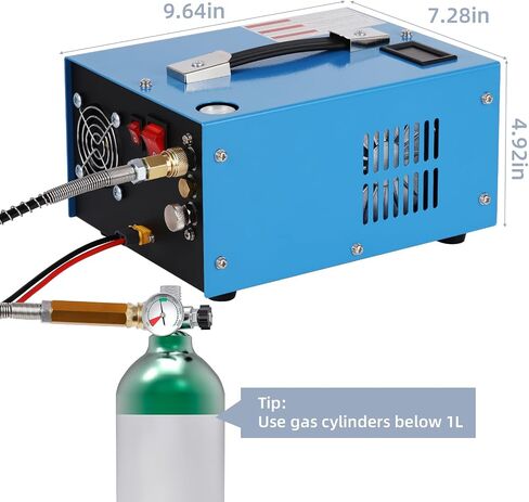 PCP air compressor 300bar 4500Psi/30Mpa anhydrous/oil-free PCP air pump color bullet tank power supply 12V automotive DC 110V AC household power converter and oil moisture filter in Saudi Arabia