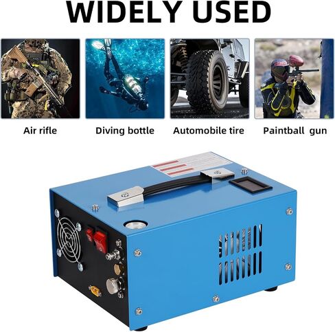 PCP air compressor 300bar 4500Psi/30Mpa anhydrous/oil-free PCP air pump color bullet tank power supply 12V automotive DC 110V AC household power converter and oil moisture filter in Saudi Arabia