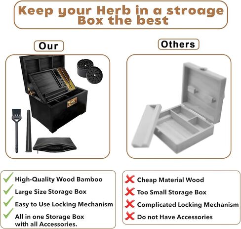 Premium Bamboo Storage Box with Rolling Tray and Deordant Bag-Decorative Box Set with Combination Lock-Storage Box with 3 Acrylic Jars, Brush and Storage tube for Christmas Gift (Black) in Saudi Arabia