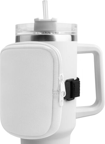 Water Bottle Pouch for Stanley 40 oz Tumbler with Handle - Gym Accessories for Women, Cup Belt Bag Compatible with Stanley/Simple Modern Tumbler Accessories(White) in Kuwait