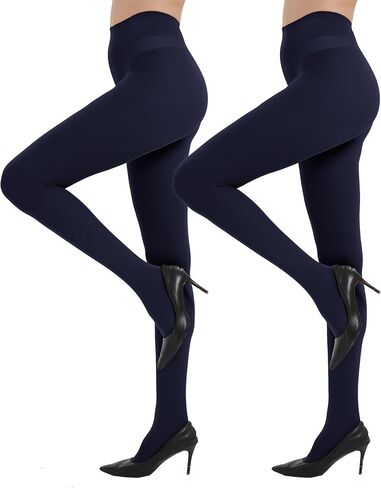 2 Pairs Black Tights for Women, 40D Solid Color Soft Tights, Control Top Microfiber Pantyhose for women in Saudi Arabia