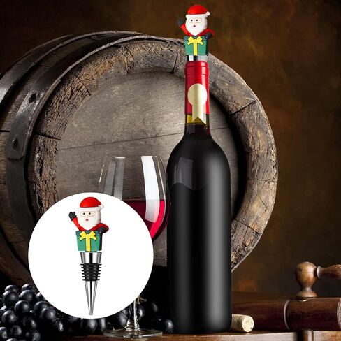 4 قطع سدادة زجاجات النبيذ، سدادة نبيذ شجرة سانتا كلوز رجل الثلج، حافظة نبيذ حمراء لعيد الميلاد، سدادات زجاجات مشروبات قابلة لإعادة الاستخدام لفلين النبيذ لعيد الميلاد وحفلات عيد الميلاد وحفلات الزفاف وأعياد الميلاد in Kuwait