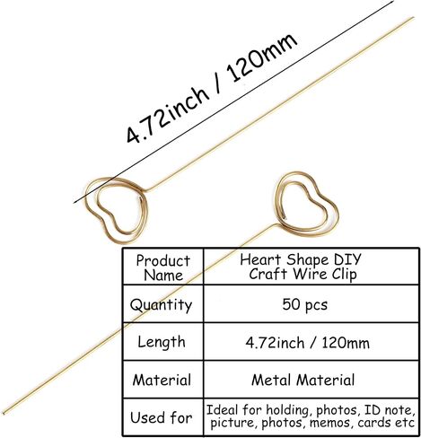 H&W 50 قطعة 4.7 بوصة طول حلقة ذهبية حلقة دائرية الشكل DIY حرفة سلك مشبك حامل بطاقات الطاولة ملاحظة صورة صورة مذكرة حامل مشبك معدني لحفلات أعياد الميلاد والمكتب DIY كعكة توبر (WE5-D1) in Kuwait