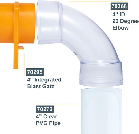 POWERTEC 70368-P2 4 Inch ID 90 Degree Elbow for 4 Inch OD Dust Collection Pipes, Adapters and Fittings (Clear), 2 pack in Saudi Arabia