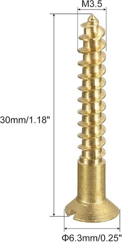 uxcell Wood Screws M3 x 25mm Slotted Flat Head Brass Self-Tapping Screw 100 Pcs in Saudi Arabia