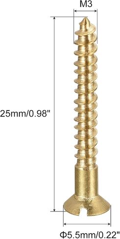 uxcell Wood Screws M3 x 25mm Slotted Flat Head Brass Self-Tapping Screw 100 Pcs in Saudi Arabia