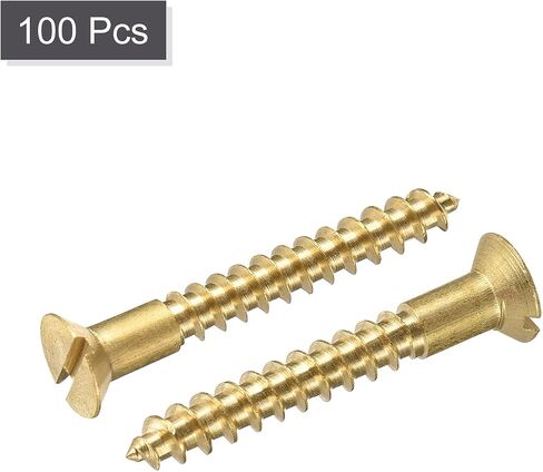 uxcell Wood Screws M3 x 25mm Slotted Flat Head Brass Self-Tapping Screw 100 Pcs in Saudi Arabia