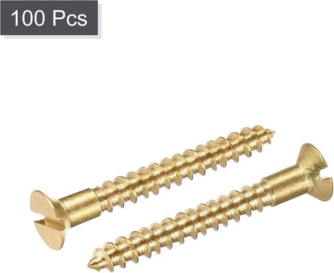 uxcell Wood Screws M3 x 25mm Slotted Flat Head Brass Self-Tapping Screw 100 Pcs in Saudi Arabia