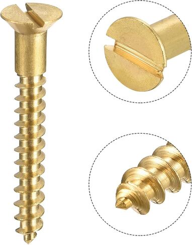 uxcell Wood Screws M3 x 25mm Slotted Flat Head Brass Self-Tapping Screw 100 Pcs in Saudi Arabia