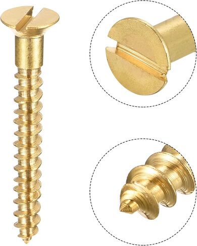 uxcell Wood Screws M3 x 25mm Slotted Flat Head Brass Self-Tapping Screw 100 Pcs in Saudi Arabia