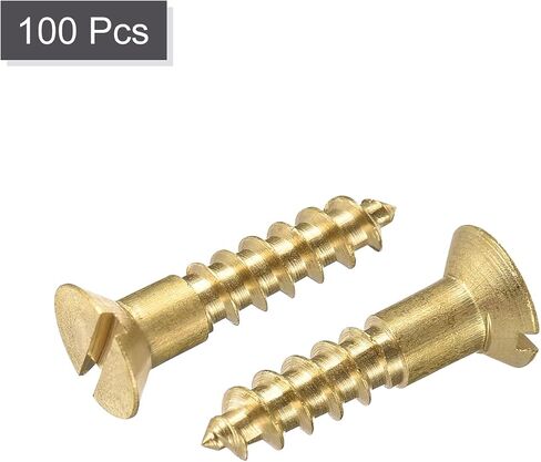 uxcell Wood Screws M3 x 25mm Slotted Flat Head Brass Self-Tapping Screw 100 Pcs in Saudi Arabia