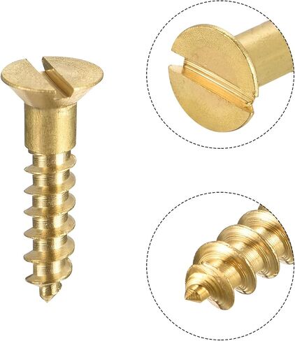 uxcell Wood Screws M3 x 25mm Slotted Flat Head Brass Self-Tapping Screw 100 Pcs in Saudi Arabia