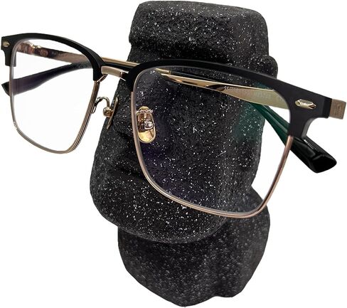 MOAI STONE FIGURE EYEWEAR HOLDER - ART EYEWEAR HOLDER -Vintage and Modern Fusion Eyeglass Stand - Artistic Decor for Desk or Bedside - Stylish Entranceway Display Stand (Black) in Saudi Arabia