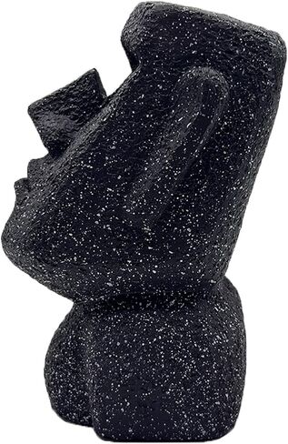 MOAI STONE FIGURE EYEWEAR HOLDER - ART EYEWEAR HOLDER -Vintage and Modern Fusion Eyeglass Stand - Artistic Decor for Desk or Bedside - Stylish Entranceway Display Stand (Black) in Saudi Arabia