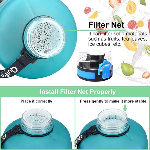 QuiFit Motivational Gallon Water Bottle - with Time Marker & Infuser & Flip Top Leak-Proof Reusable Water Jug for Fitness Outdoor Sports Enthusiasts BPA Free (A8-Green/Black Gradient, 1 Gallon) in Saudi Arabia