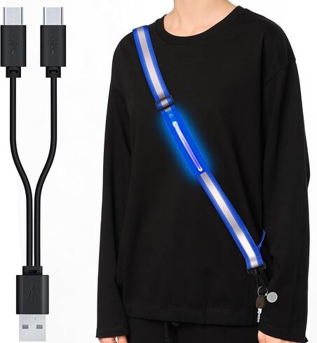 LED Reflective Sash Safety Gear, Running Lights for Runners at Night, High Visibility USB Rechargeable Light for Jogging Running Cycling Walking Motorcycle. in Saudi Arabia