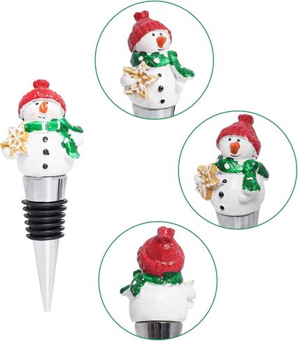 Sucrain 4 Pieces Christmas Wine Stopper Snowman Design Wine Bottle Stoppers Alloy Keeping Wine Fresh Resin Wine Bottle Sealer Wine Corker Christmas in Saudi Arabia