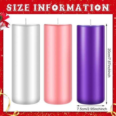 Set of 5 Candles Christmas Advent Pillar Candles Dripless Scented Catholic Advent Candle Purple Pink White Hand Poured Wax Candle for Christmas Church Home Wedding Holiday Decor (Classic,3 x 7.9 Inch) in Saudi Arabia