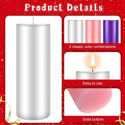 Set of 5 Candles Christmas Advent Pillar Candles Dripless Scented Catholic Advent Candle Purple Pink White Hand Poured Wax Candle for Christmas Church Home Wedding Holiday Decor (Classic,3 x 7.9 Inch) in Saudi Arabia