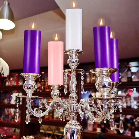 Set of 5 Candles Christmas Advent Pillar Candles Dripless Scented Catholic Advent Candle Purple Pink White Hand Poured Wax Candle for Christmas Church Home Wedding Holiday Decor (Classic,3 x 7.9 Inch) in Saudi Arabia