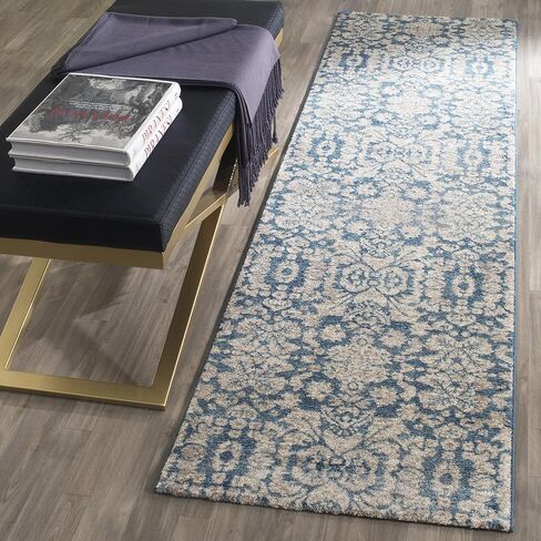 SAFAVIEH Sofia Collection 2'2" x 10' Blue / Beige SOF381C Vintage Oriental Distressed Non-Shedding Living Room Entryway Foyer Hallway Bedroom Runner Rug in Saudi Arabia