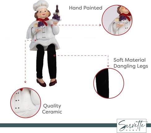 Chef Kitchen Décor Shelf Sitters with Long Legs - 2 Plates in Saudi Arabia