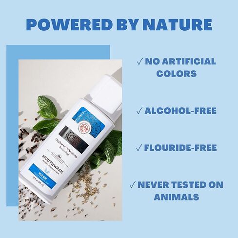 غسول الفم لتبييض الأسنان من جوروناندا أوكسيبيرست - 20 أونصة سائلة. (591 مل) نكهة النعناع البري - خالي من الكحول، غسول فم خالي من الفلورايد، يوصي طبيب الأسنان بشطف الفم بالزيوت العطرية النقية، فيتامين د وه، قديم in Kuwait