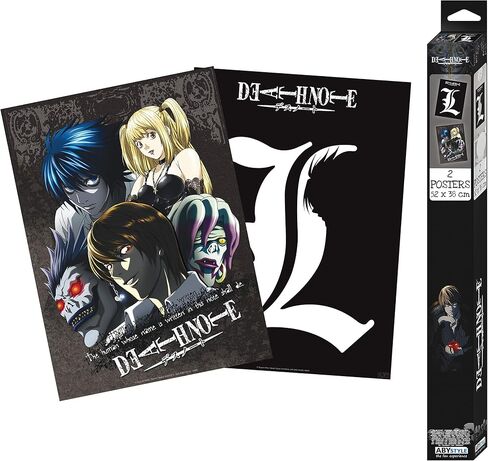 مجموعة ملصقات ABYSTYLE Death Note Boxed مقاس 15 × 20.5 تتضمن ملصقين صغيرين غير مؤطرين يتميزان بالضوء وريوك وL وميسا وريم وDeath Note Anime Manga جدار الفن لغرفة النوم والمكتب وغرفة المعيشة هدية المنزل in Saudi Arabia