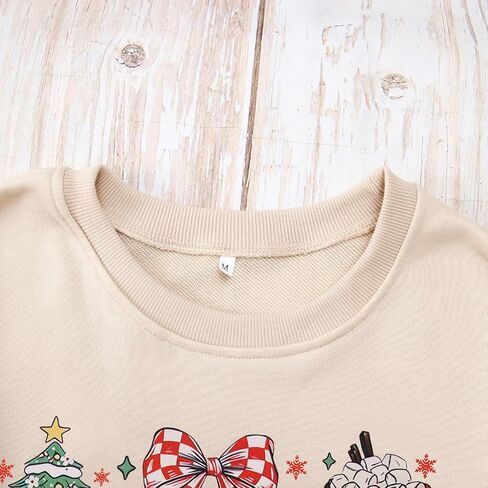Women Christmas Sweatshirt Cute Santa Xmas Tree Long Sleeve Shirt Fall Winter Crewneck Pullover Holiday Top Outfit in Saudi Arabia