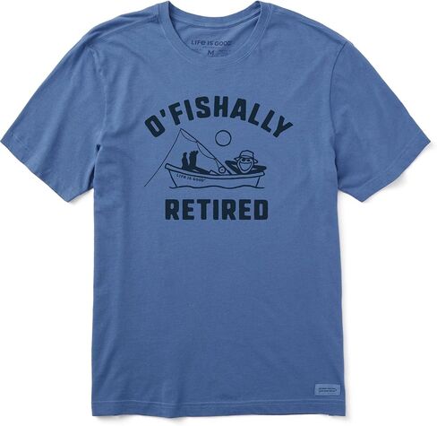 Life is Good - تي شيرت O'Fishally Retired Crusher للرجال، اللون أزرق عتيق، المقاس: X-Large in Saudi Arabia