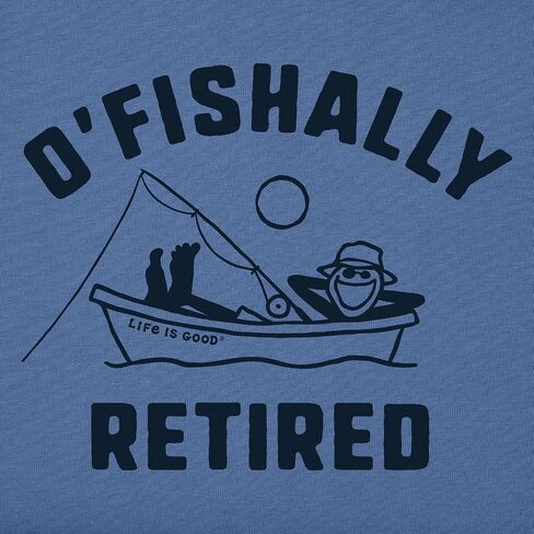 Life is Good - تي شيرت O'Fishally Retired Crusher للرجال، اللون أزرق عتيق، المقاس: X-Large in Saudi Arabia