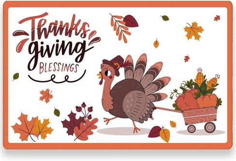 WRAPAHOLIC 50 Sheets Thanksgiving Paper Place Mats - 11 x 17 Inch Disposable Placemat CuteTurkey and Pumpkin Decorative Paper Table Mats for Dinner Table Setting Party Supplies in Saudi Arabia