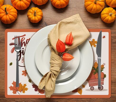 WRAPAHOLIC 50 Sheets Thanksgiving Paper Place Mats - 11 x 17 Inch Disposable Placemat CuteTurkey and Pumpkin Decorative Paper Table Mats for Dinner Table Setting Party Supplies in Saudi Arabia
