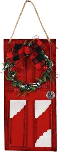 New Home Door Ornament. Red Color with White Snow and Green Wreath Golden Door Handle. in Saudi Arabia