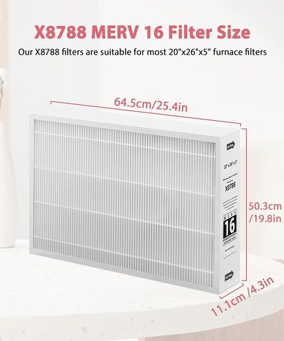 X8788 MERV 16 Furnace Filter 20 x 26 x 5 Compatible with Lennox and PureAir PCO20-28 Air Purifier Cleaner Purification Systems. for Healthy Climate and HVAC Furnace System, 2-Pack in Saudi Arabia