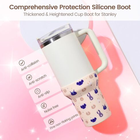 Silicone Boot for Stanley Cup 40oz, Halloween Boot Sleeve Cover Fit with Stanley H2.0 and Quencher Adventure Tumbler Accessories (Purple, 40 oz) in Kuwait