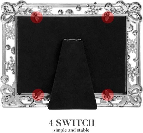 5x7 Christmas Picture Frame Ribbon Metal Candy Photo Frame 2024 Merry Christmas Decorative Holiday Gifts Winter Style (Silver) in Kuwait