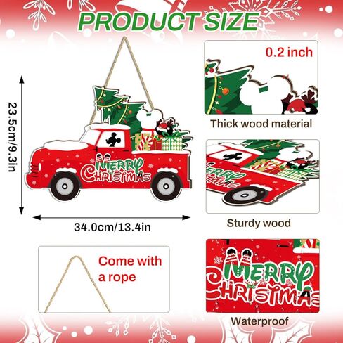 ميكي ماوس زينة عيد الميلاد باب خشبي شماعات شاحنة حمراء زينة باب عيد الميلاد باللونين الأحمر والأخضر تحت عنوان عيد ميلاد سعيد الحلي معلقة علامة صور الدعامة لزينة عيد الميلاد in Kuwait