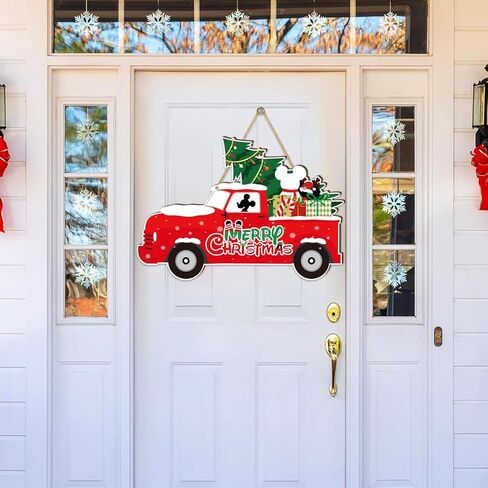 ميكي ماوس زينة عيد الميلاد باب خشبي شماعات شاحنة حمراء زينة باب عيد الميلاد باللونين الأحمر والأخضر تحت عنوان عيد ميلاد سعيد الحلي معلقة علامة صور الدعامة لزينة عيد الميلاد in Kuwait