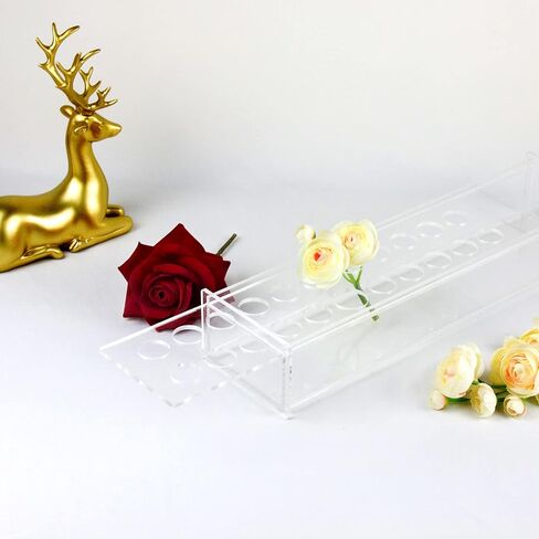 مزهرية زهور من الأكريليك الشفاف، مقاس 15.7 بوصة، تنسيقات زهور مستطيلة الشكل، قطعة مركزية مزخرفة، وعاء مياه حديث لصندوق الزهور لحفلات الزفاف وديكور المنزل وهدية عيد الحب in Kuwait