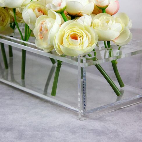 مزهرية زهور من الأكريليك الشفاف، مقاس 15.7 بوصة، تنسيقات زهور مستطيلة الشكل، قطعة مركزية مزخرفة، وعاء مياه حديث لصندوق الزهور لحفلات الزفاف وديكور المنزل وهدية عيد الحب in Kuwait