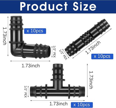 30 Pcs 1/2" Poly PPSU Barb Crimp PEX Fitting, Plastic Fittings for Pex with 1/2" inch 90-Degree Elbows 10 Pcs, 1/2" Tees 10 Pcs, 1/2" Couplings 10 Pcs Pipe PEX-a Fitting Combo in Saudi Arabia